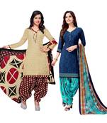 Beige Printed Blended Cotton Salwar