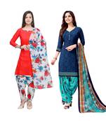 Peach Printed Blended Cotton Salwar