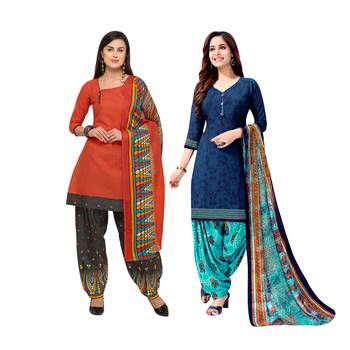 Orange Printed Blended Cotton Salwar 1