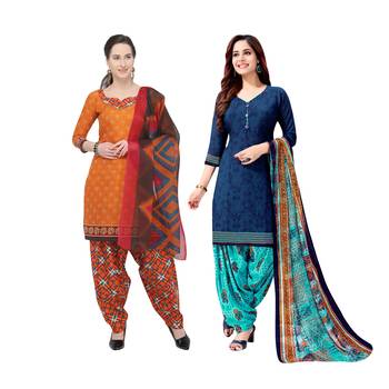 Orange Printed Blended Cotton Salwar 1