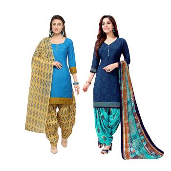 Sky-Blue Printed Blended Cotton Salwar 1