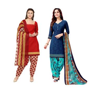Red Printed Blended Cotton Salwar 1