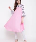 Pink plain Cotton stitched kurtis