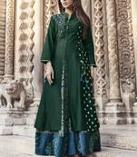 Green embroidered viscose rayon pakistani-kurtis