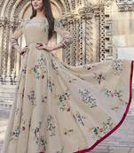 Beige embroidered viscose rayon pakistani-kurtis