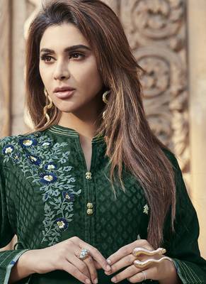 Green embroidered viscose rayon pakistani-kurtis 2