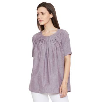 Purple woven Cotton tops 1