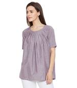 Purple woven Cotton tops