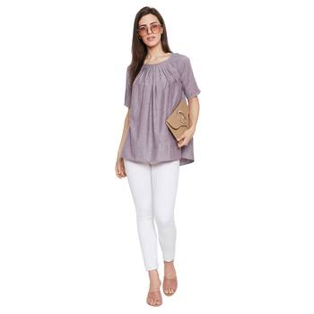 Purple woven Cotton tops 2