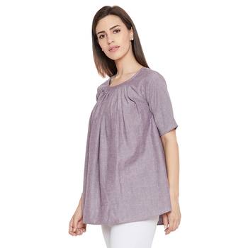 Purple woven Cotton tops 3