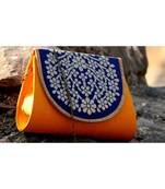 bagzVela Yellow & Blue Medium Size Traditional Sling Bag