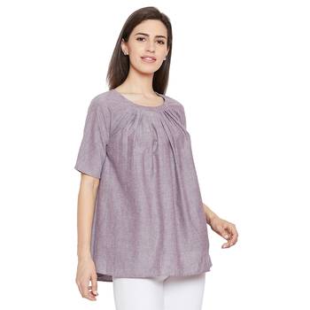 Purple woven Cotton tops 4