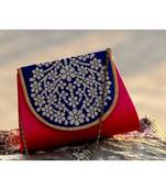 bagzVela Blue & Pink Medium Size Traditional Sling Bag