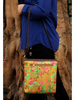 bagzVela Flowers Printed Black Base Casual Sling Bag 2