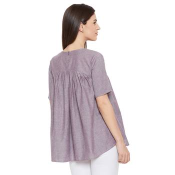 Purple woven Cotton tops 5