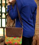 bagzVela Flower Printed Mustard Yellow Base Color Casual Sling Bag