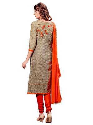 Beige Embroidered Cotton Salwar 2