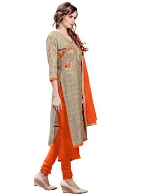 Beige Embroidered Cotton Salwar 3