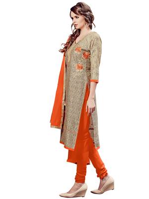 Beige Embroidered Cotton Salwar 4