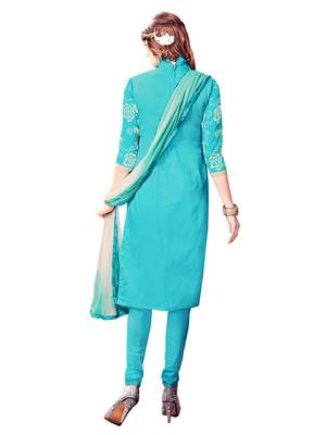 Aqua-Blue Embroidered Cotton Salwar 2