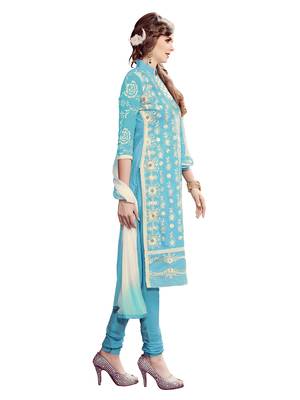 Aqua-Blue Embroidered Cotton Salwar 3