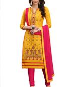 Yellow Embroidered Cotton Salwar