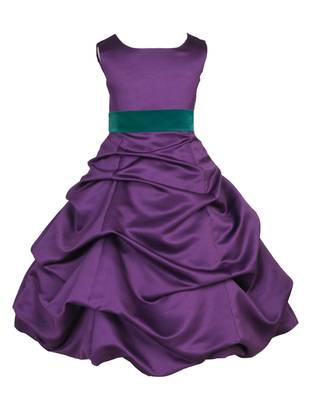 Purple Plain Satin Kids Frocks 1