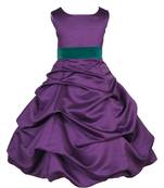 Purple Plain Satin Kids Frocks