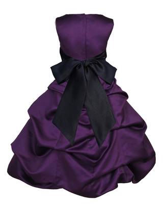 Purple Plain Satin Kids Frocks with belt 2
