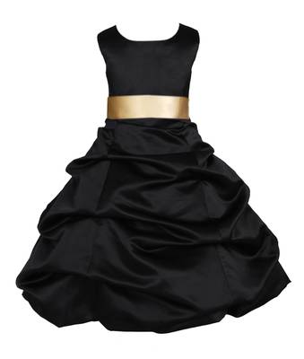 Black Plain Satin Kids Frocks 1