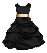 Black Plain Satin Kids Frocks