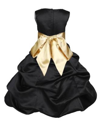 Black Plain Satin Kids Frocks 2