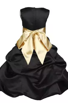 Black Plain Satin Kids Frocks