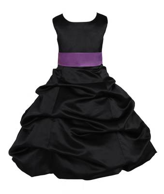 Black Plain Satin Kids Frocks 1