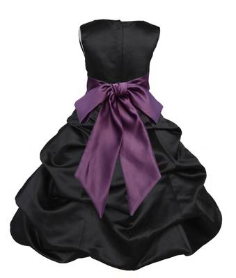 Black Plain Satin Kids Frocks 2