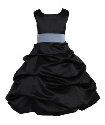 Black Plain Satin Kids Frocks 1