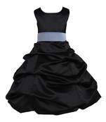 Black Plain Satin Kids Frocks