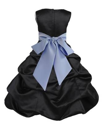 Black Plain Satin Kids Frocks 2