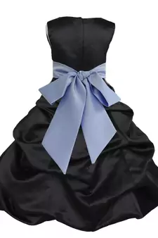Black Plain Satin Kids Frocks