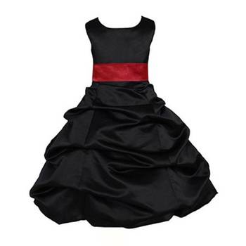 Black Plain Satin Kids Frocks 1