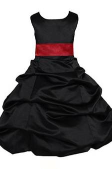Black Plain Satin Kids Frocks