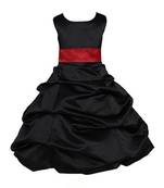 Black Plain Satin Kids Frocks