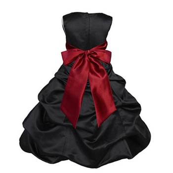 Black Plain Satin Kids Frocks 2