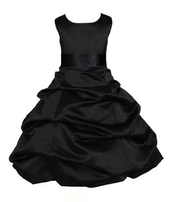 Black Plain Satin Kids Frocks 1