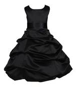 Black Plain Satin Kids Frocks