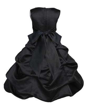 Black Plain Satin Kids Frocks 2