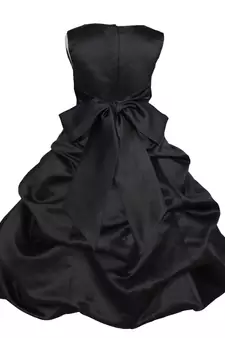 Black Plain Satin Kids Frocks