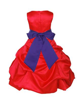 Red Plain Satin Kids Frocks 2