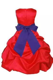 Red Plain Satin Kids Frocks