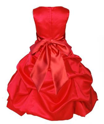 Red Plain Satin Kids Frocks 2
